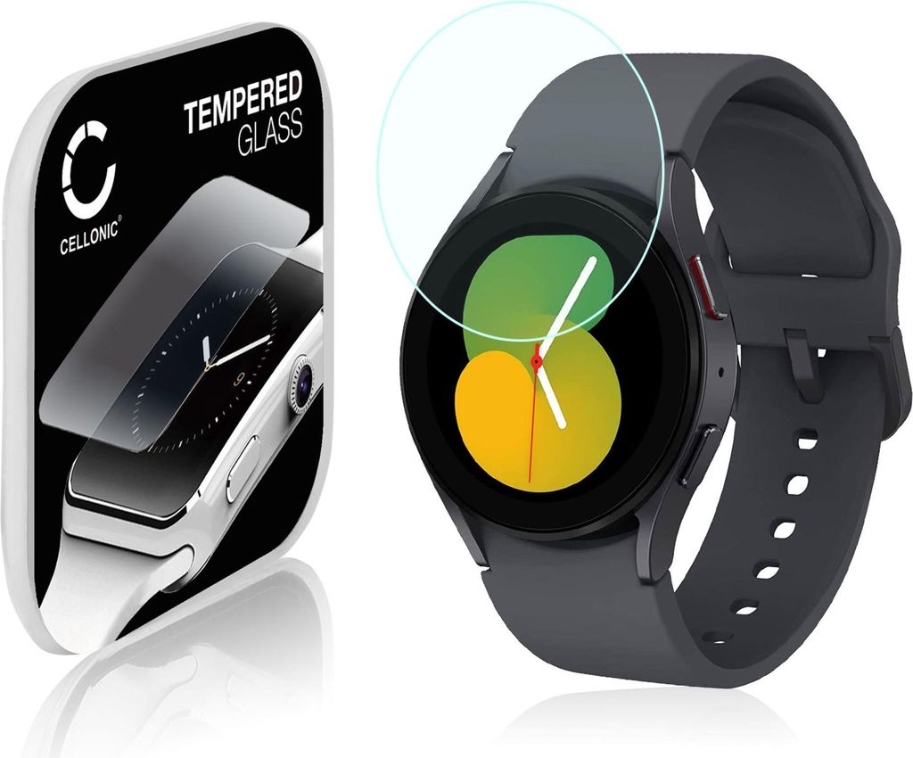 CELLONIC 9H Display Schutzglas für Samsung Galaxy Watch 5 - 40mm Smartwatch, 2.5D Full Glue Screen Protector Glass, Fitness Tracker Displayschutz ...