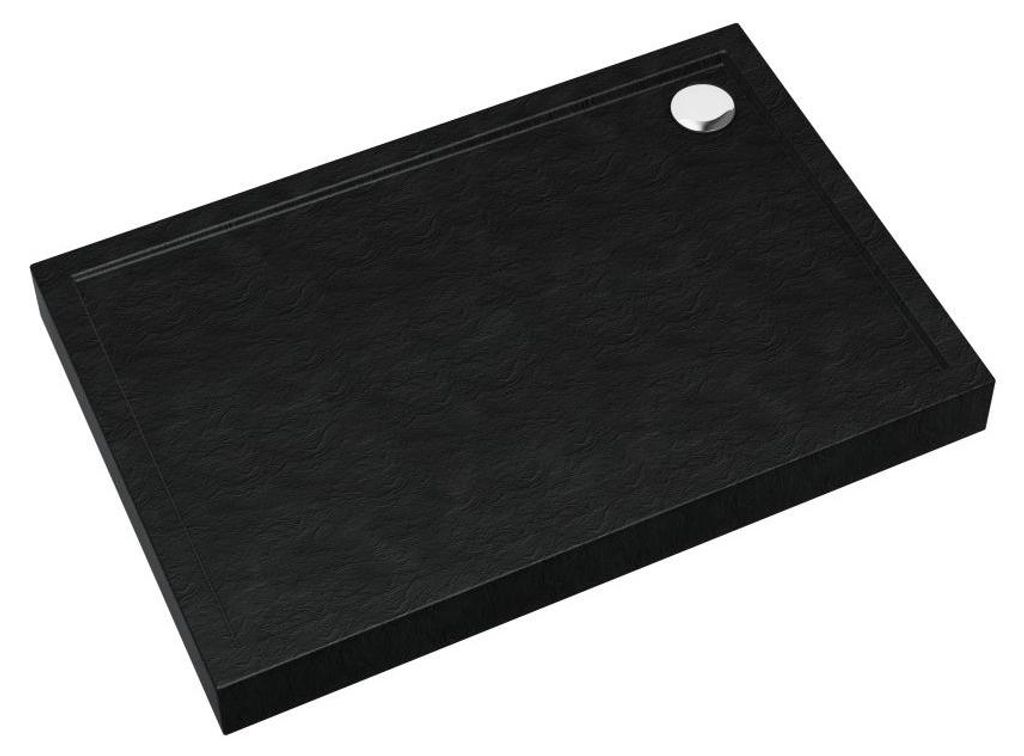 Duschwanne ALHENA BLACK E mit integriertem Wannenträger Größe - 90x90 cm