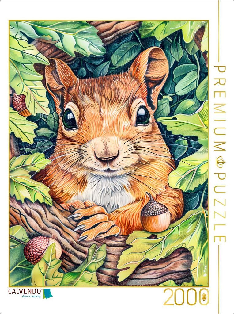 CALVENDO Puzzle Eichhörnchen im Eichenbaum | 2000 Teile Lege-Größe 90x67cm Foto-Puzzle für glückliche Stunden