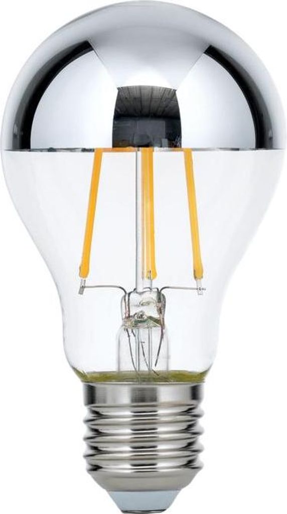 A close-up studio shot of a single LED light bulb against a white background.