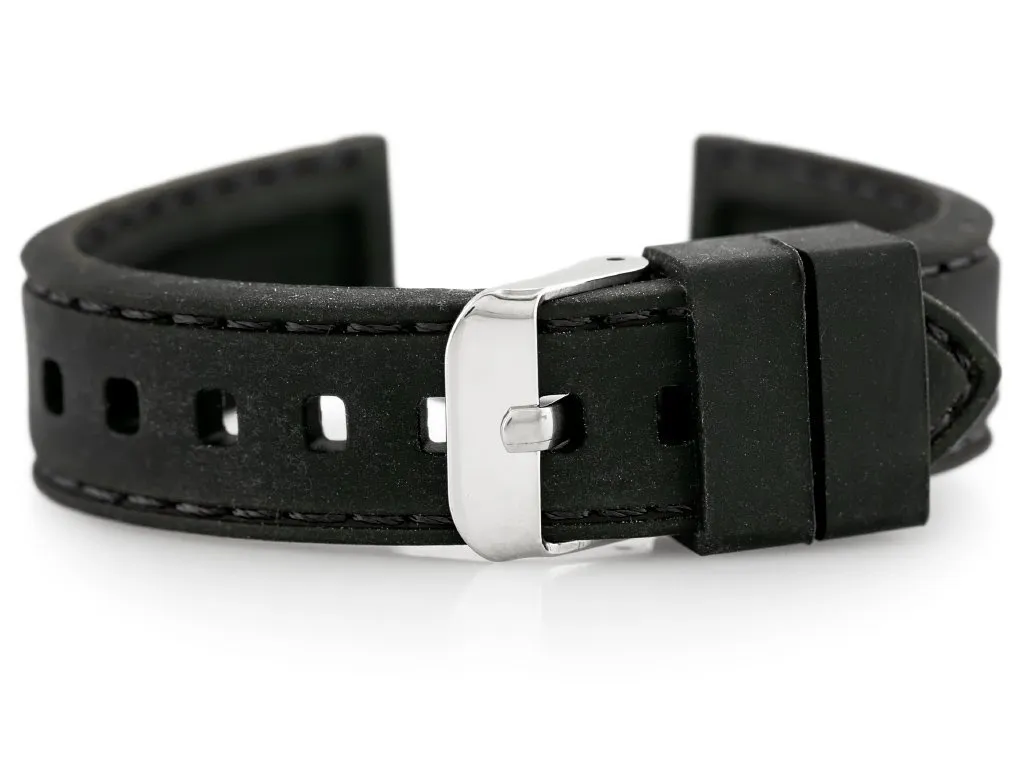 Bracelet montre 18mm noir en gomme flexible pour série U20 durable