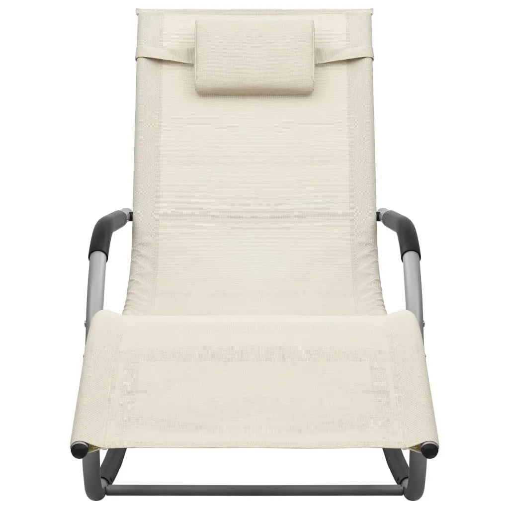 Chaise longue de jardin en textilène crème - Transat confortable vidaXL
