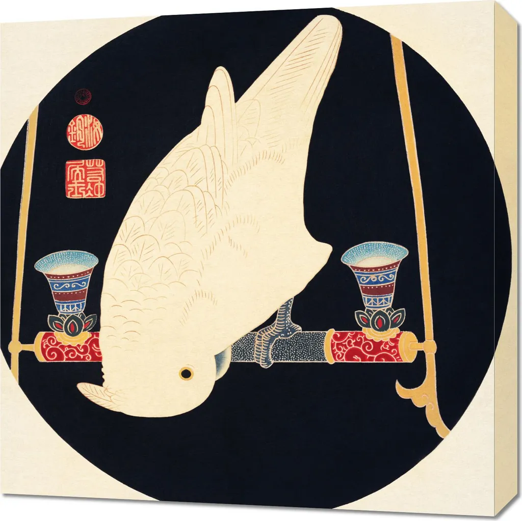 Decorazione Parete Zen: Quadro Macao Bianco Jakuchu 60x60 cm Vintage