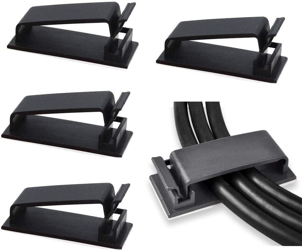 50 Stück Stark Selbstklebende kabelmanagement, Kabel Organizer, Kabel Clips für TV, PC, Laptop, Ethernet Kabel, Schreibtisch, Heim, Büro (Schwarz)