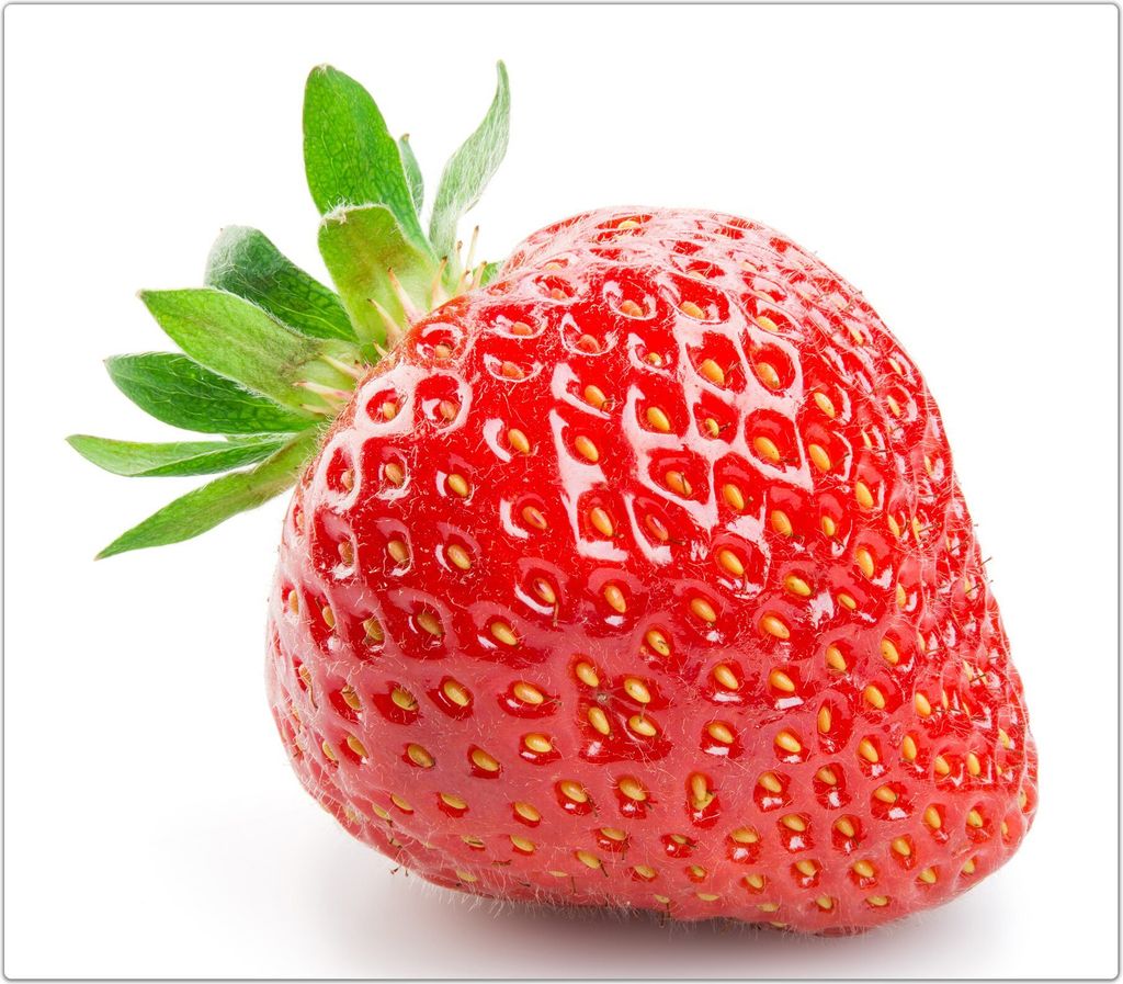 Spritzschutz Herdabdeckplatte Schneidebrett aus Glas Erdbeere auf weiss 1-Teilig (60x52cm)