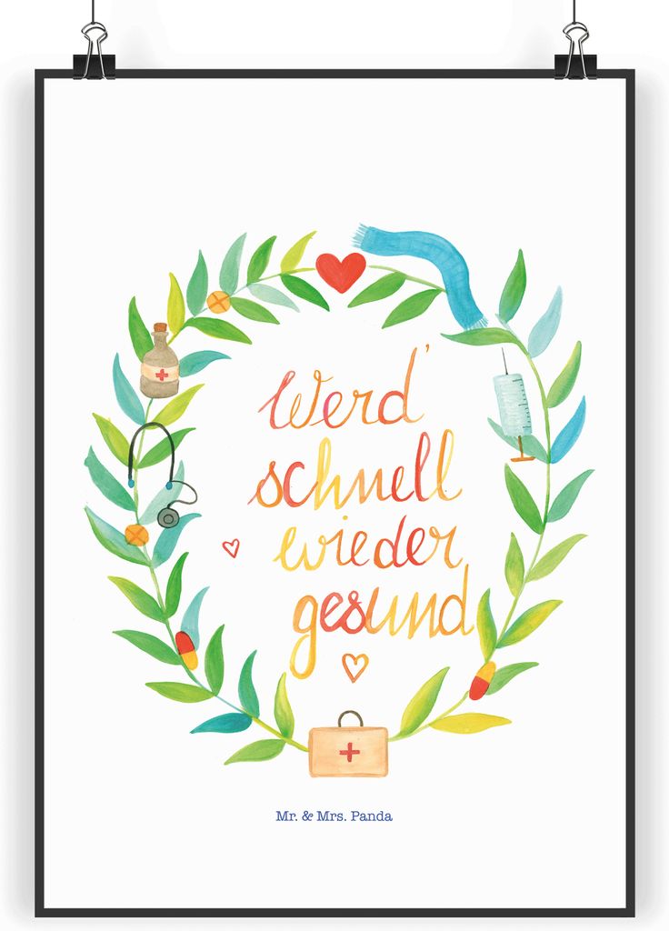 Mr. & Mrs. Panda Bild Werde gesund DIN A5 - Geschenk, Produktbild 