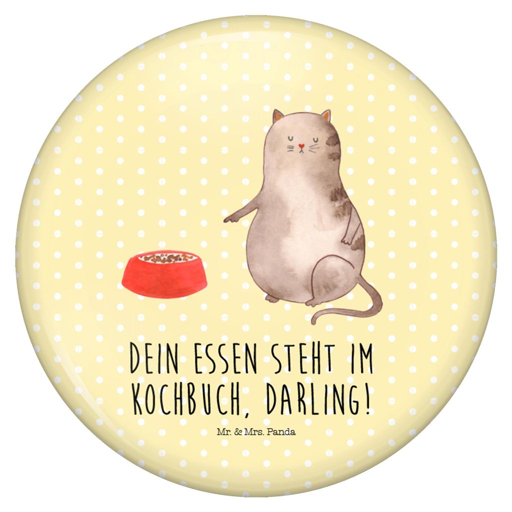 Mr. & Mrs. Panda Button Katze Fressen - Gelb Pastell - Geschenk, Pin, Fun-Button, Ansteck-Button, Plakette