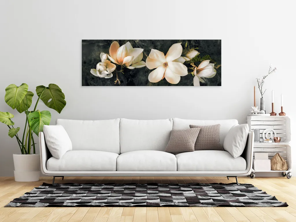 Offerta Quadro su Tela Magnolia 120x40 - Arancione Moderno b-A-0588 - 2