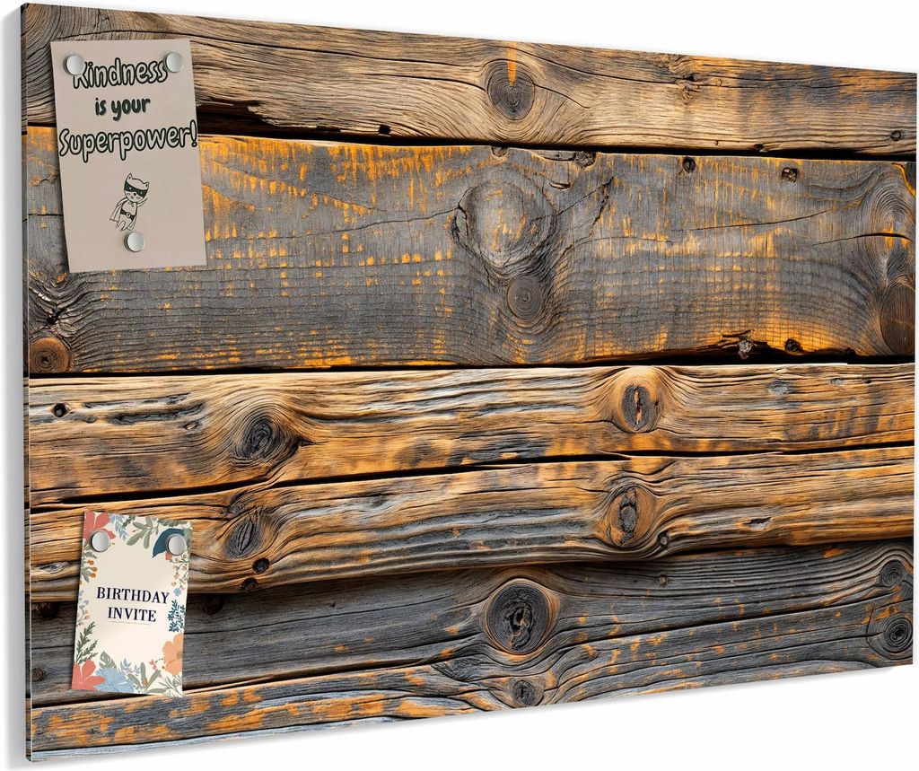 Magnettafel 60x40cm magnetisch & beschreibbar Metall-Board - Holzmuster Planken
