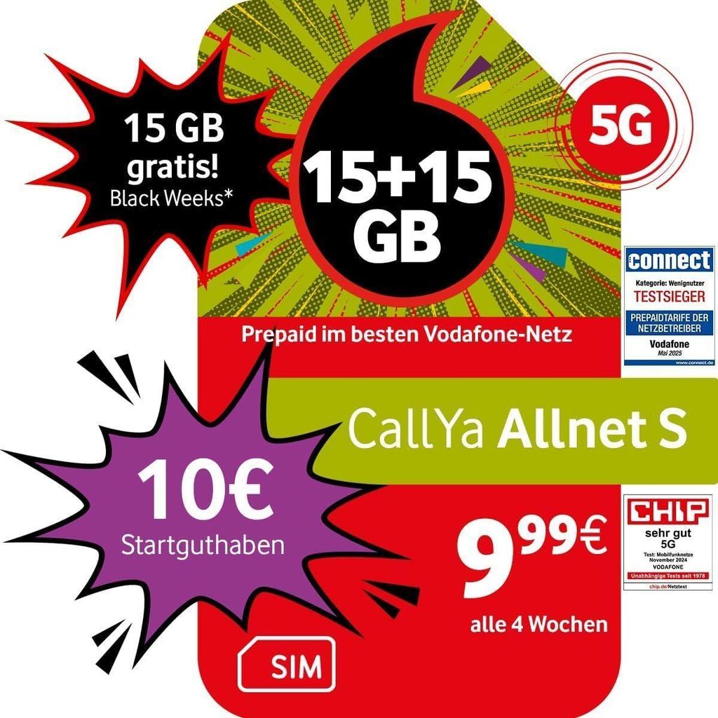 Vodafone Prepaid CallYa S|25 GB|10 EUR na start|bez Zdjęcie produktu 