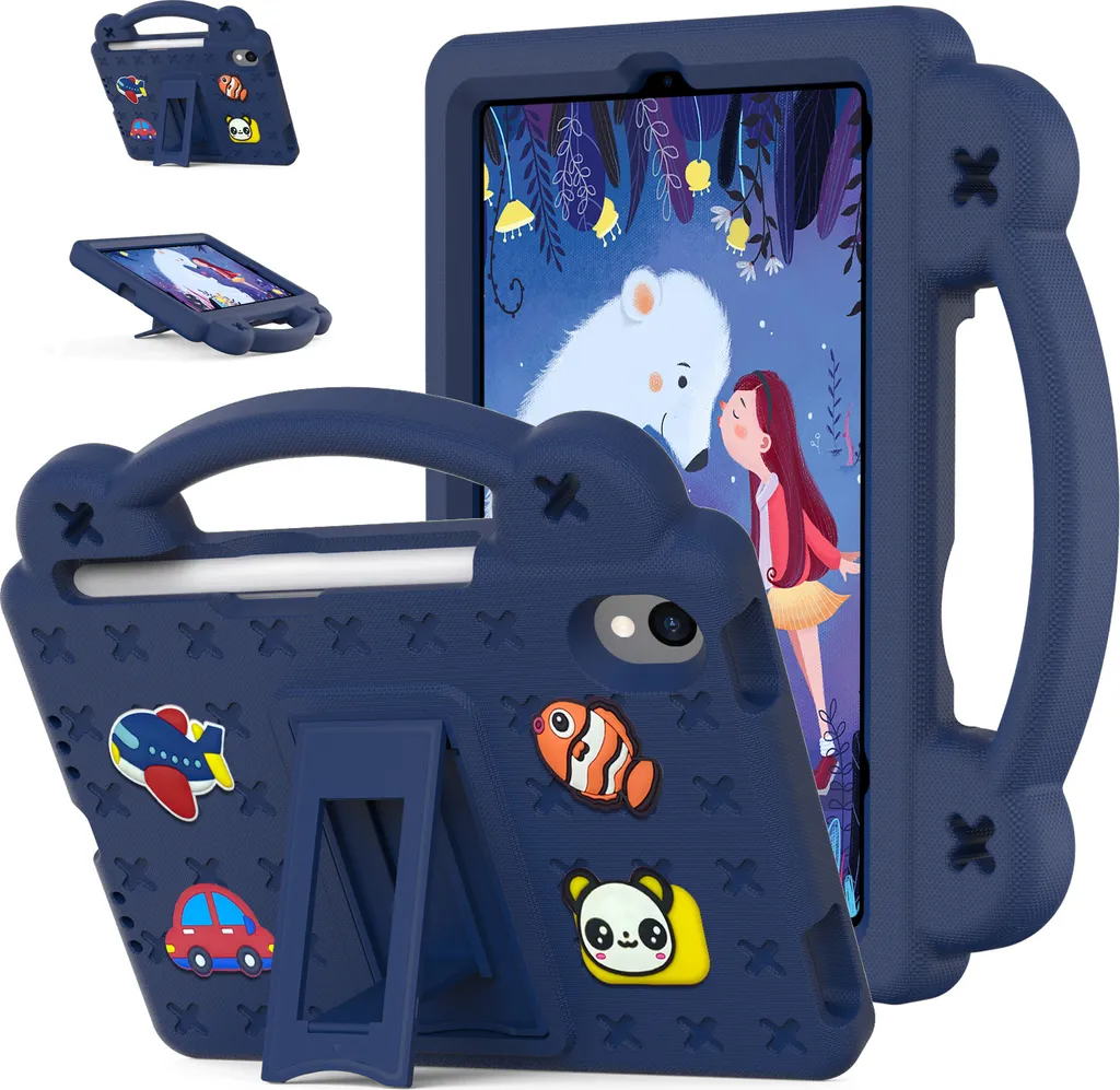 Custodia iPad mini 6 per Bambini - Cover Antiurto Blu Scuro con Maniglia