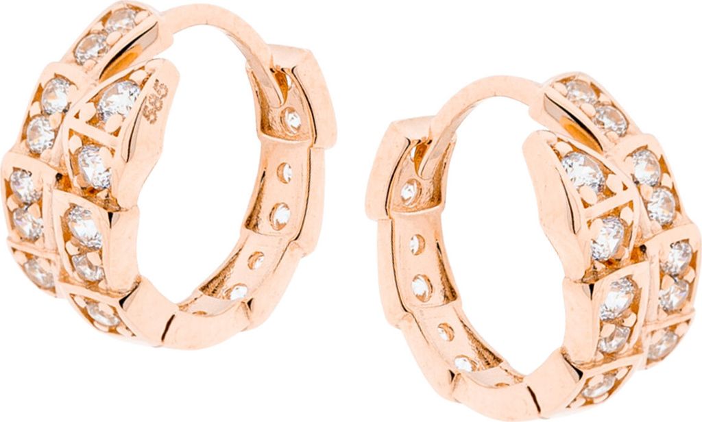 Golders Ohrringe aus 585er Rotgold mit Zirkonia im extravaganten Design, Goldschmuck für Damen