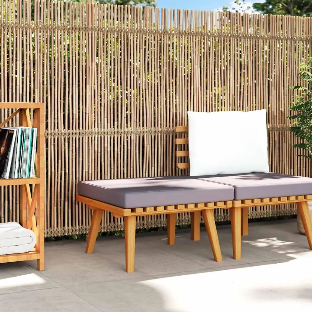 Tabouret Bas de Jardin 60 cm en Bois d'Acacia Résistant aux Intempéries