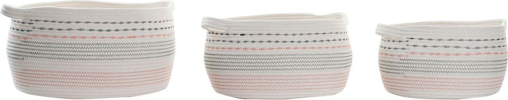 Korb-Set DKD Home Decor Weiß Schwarz Orange 52 x 43 x 25 cm 3 Stücke