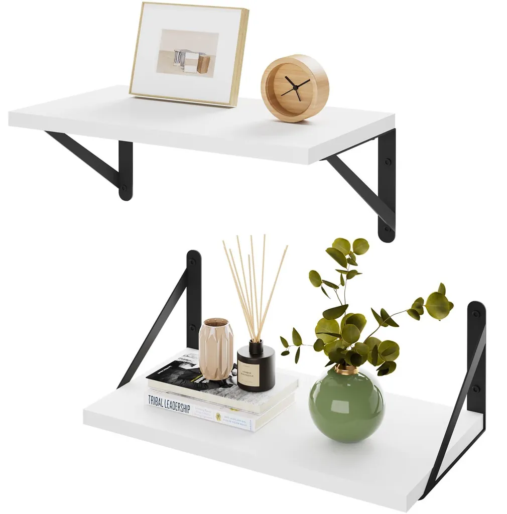 Étagères murales profondes 20 cm en bois TFS002W-2 - Lot de 2 pièces