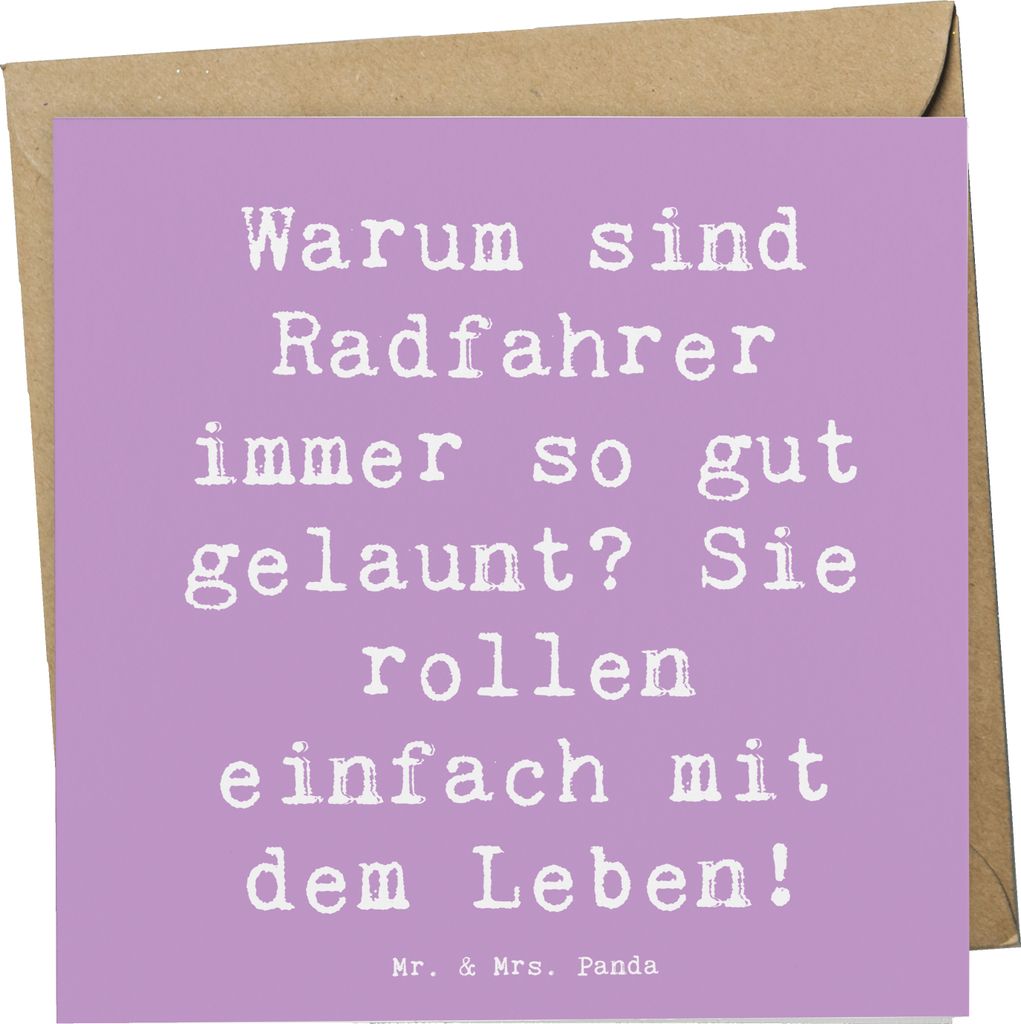 Mr. & Mrs. Panda Grußkarte Spruch Radsport Glück - Lavendeltraum - Geschenk, Sportart, anlasskarte, Sportler, Freiheit, Geschenke, Klappkarte, Ha...