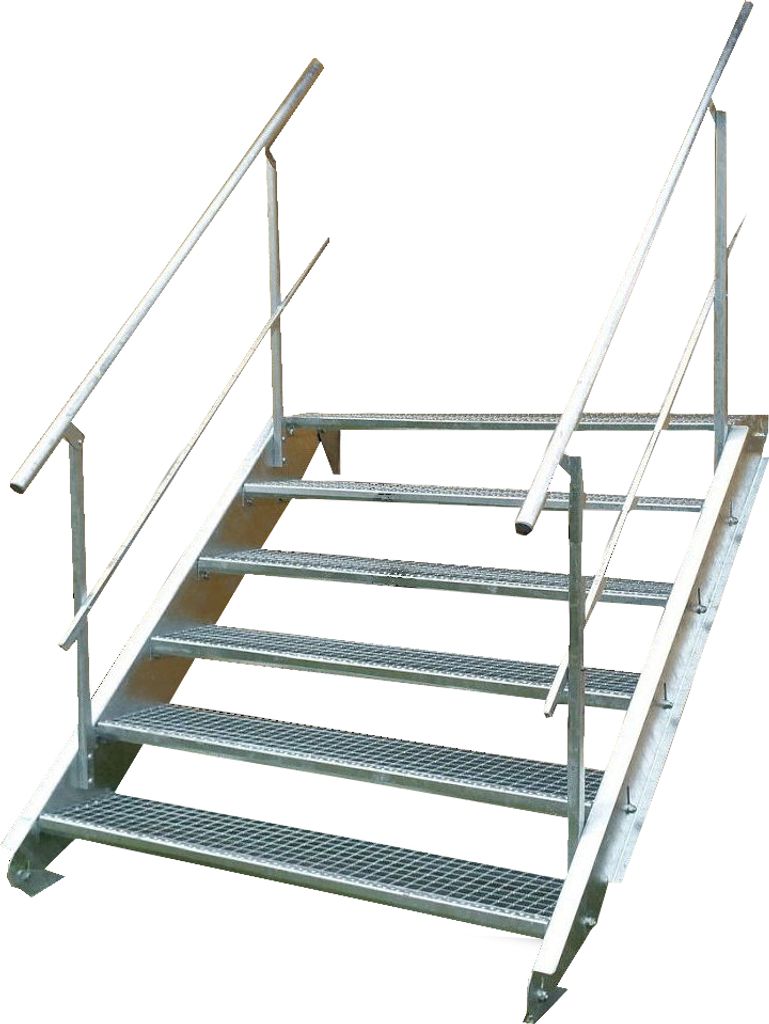 Stahltreppe 6 Stufen-Breite 70cm Variable-Höhe 90-120cm Produktbild 