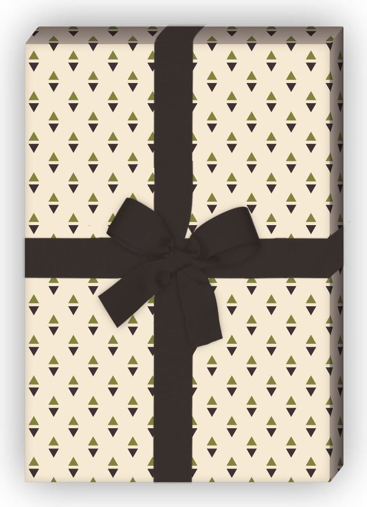 70er Retro Geschenkpapier Set mit kleinen Pfeilen, beige - G8392, 32 x 48cm