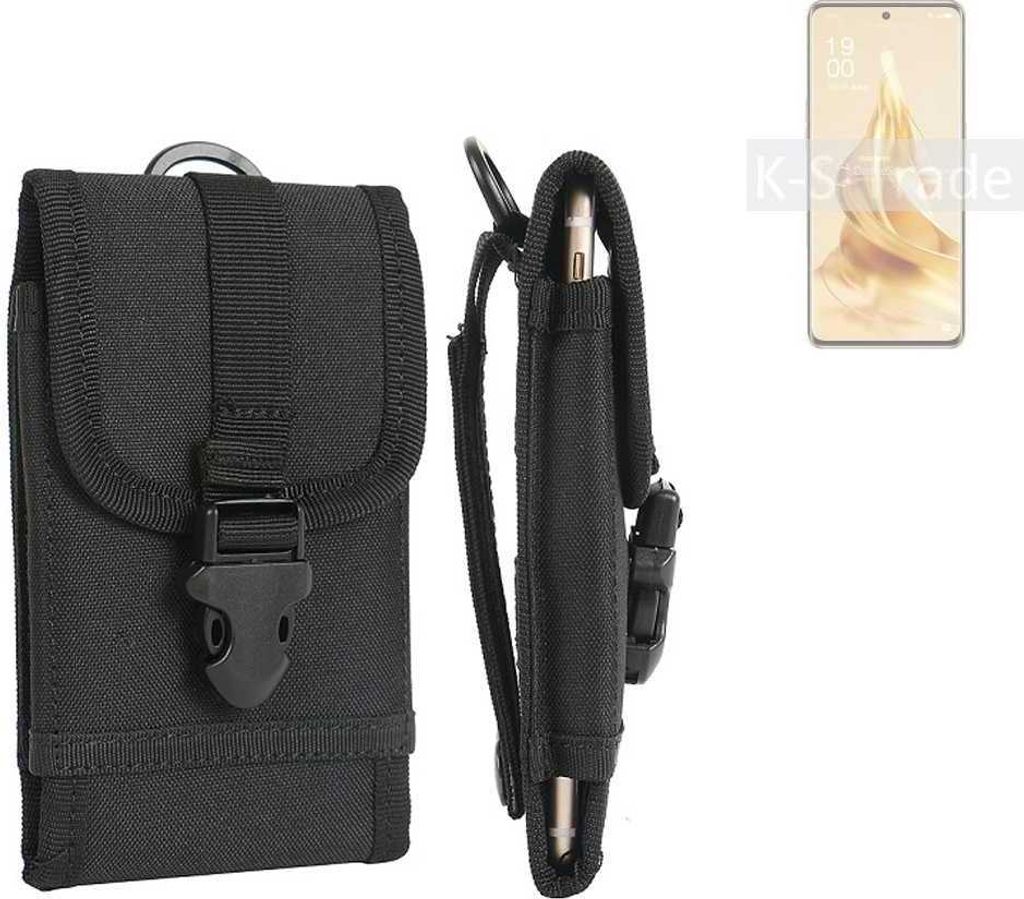 K-S-Trade Holster Handy Hülle kompatibel mit Oppo Reno9 Pro Holster Handytasche Gürtel Tasche Schutz Hülle Robust Outdoor schwarz