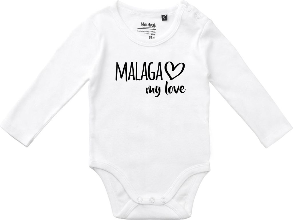 Huuraa Baby Body Malaga my love 80 White Baumwolle Fairtrade Langarmbody Geschenkidee