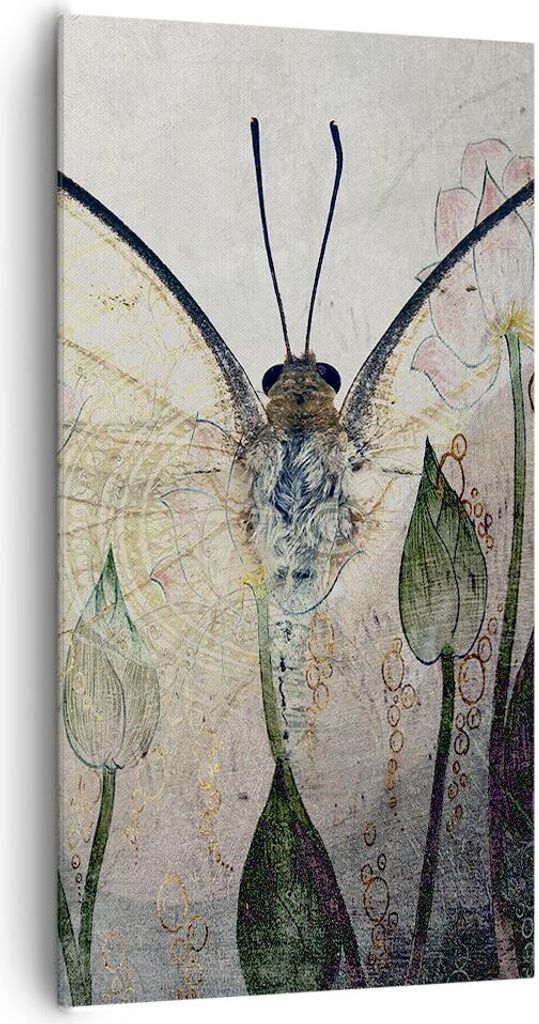 Bild auf Leinwand - Leinwandbild - Schmetterling Abstraktion - 65x120cm - Wand Bild - Wanddeko - Leinwanddruck - Bilder - Kunstdruck - Wanddekorati...