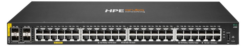 HPE Aruba Networking CX 6100 48G Class4 PoE 4SFP+ 370W Produktbild 