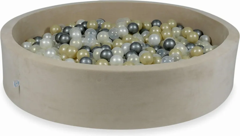 Piscine à balles 130x30cm Velvet Soft Beige avec 600 boules pastel