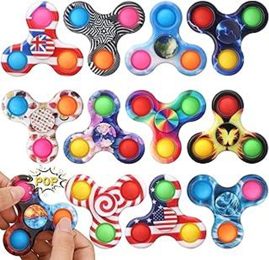 12 Pack Bubble Pop Fidget Spinner Sensorisches Spielzeug Ostereierfüller, Push Popper Squeeze Fidget Spielzeug für Stress Linderung, Geburtstagsg...