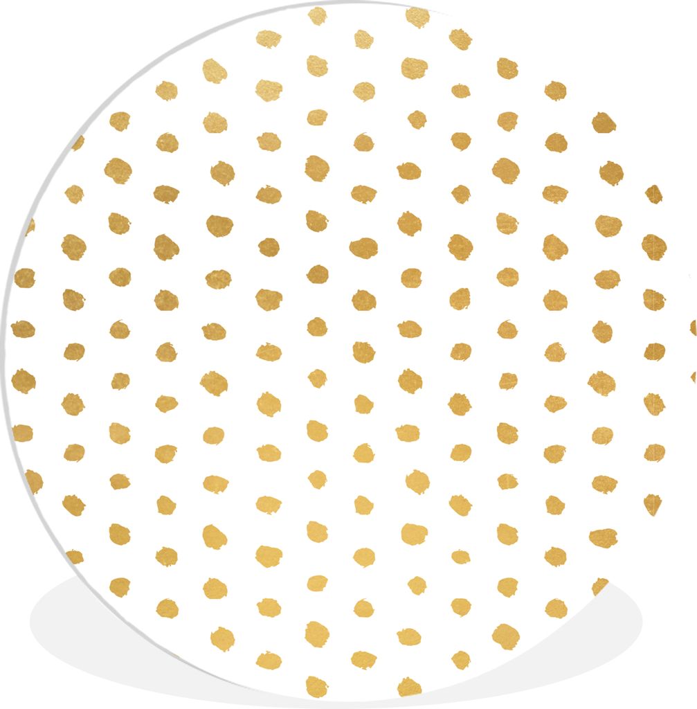 MuchoWow Rundes Wandbild - Runde Bilder Gold - Weiß - Tupfen - Muster Ø 30 cm Kreis Wanddekoration Kunststoff - Wandkreis - Wandschmuck - Schla...