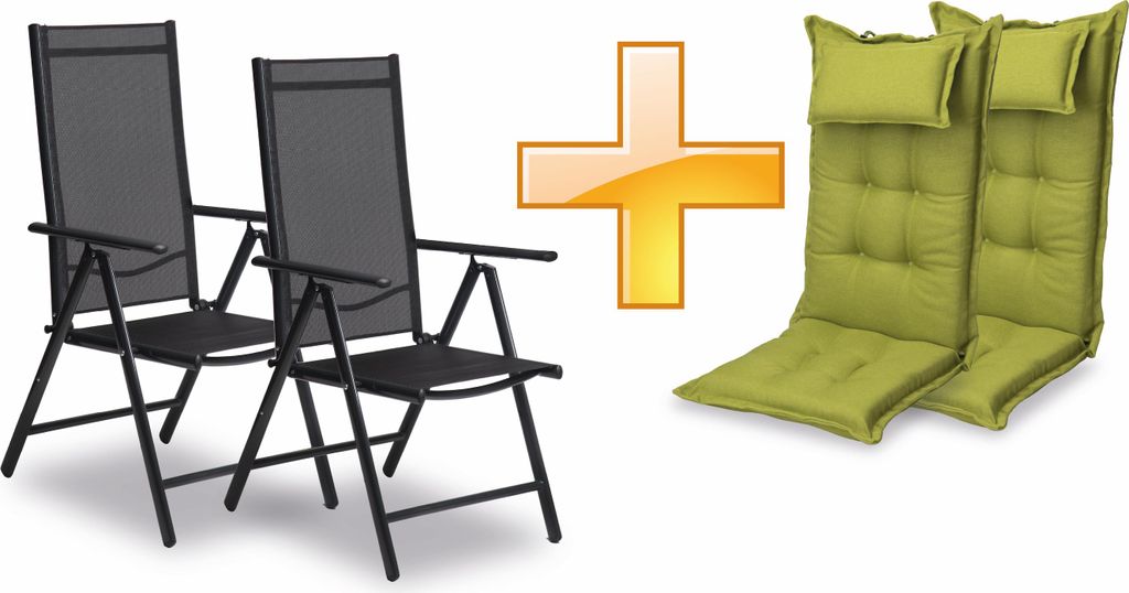 sunnypillow 2er Set Gartenstühle und Gartenstuhlauflagen Produktbild 