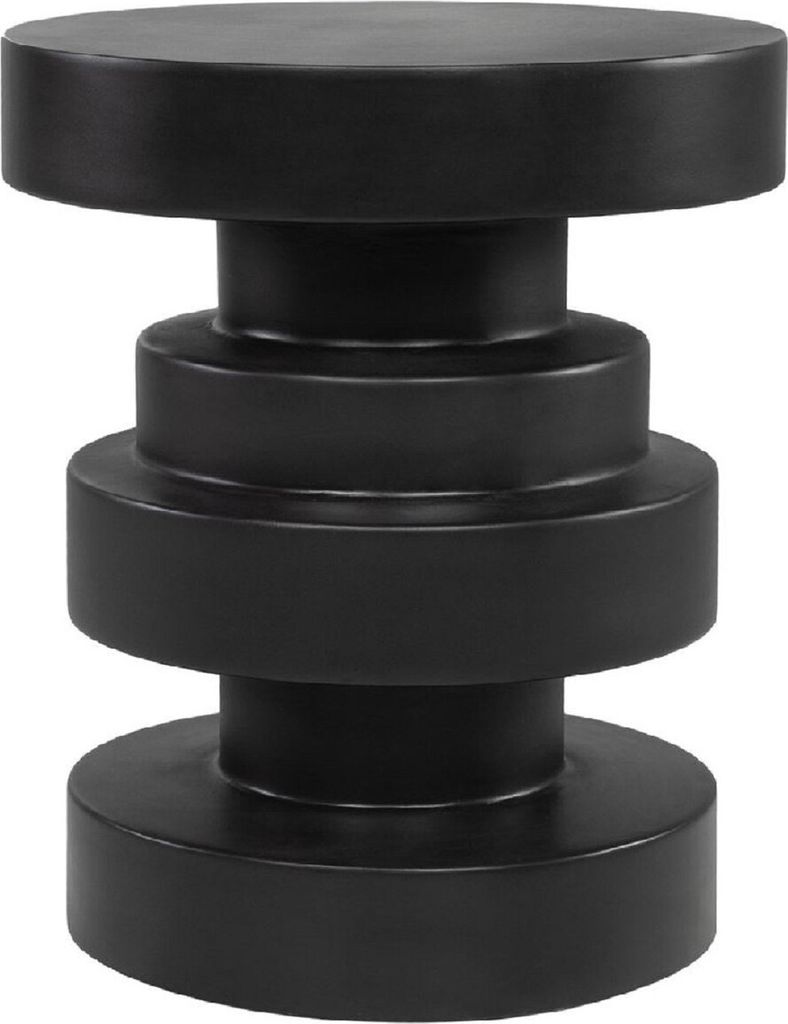 Casa Padrino Luxus Beistelltisch / Hocker Schwarz Ø 38 x H. 45 cm - Runder Glasfaserverstärkter Tisch / Sitzhocker - Wohnzimmer Möbel - Luxus M...