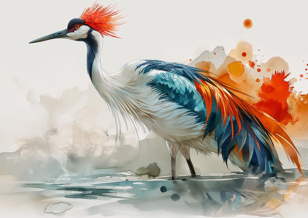 Plakat 29,7x21cm Kranich in Aquarell