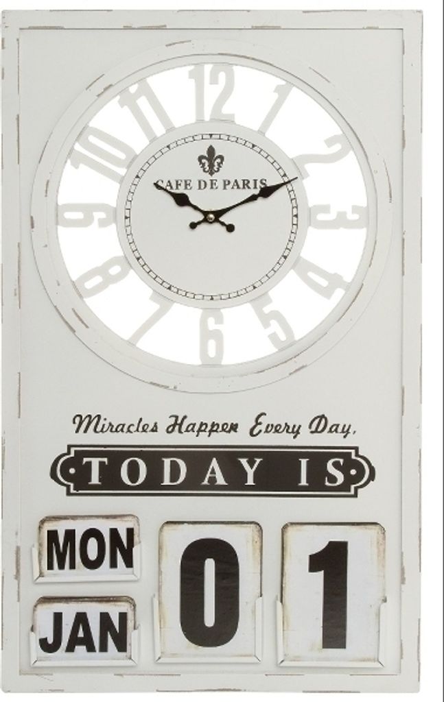 Wanduhr Miracle mit Datum MDF Weiß$Schwarz