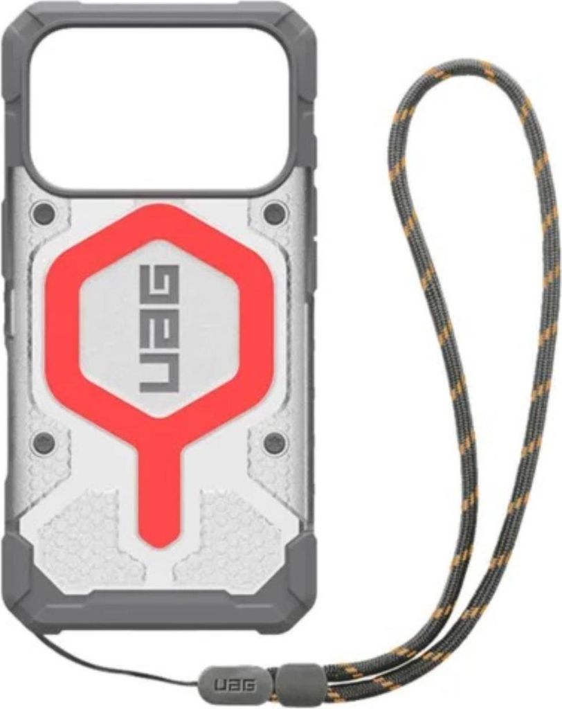 Uag Pathfinder Clear Magsafe Bundle Case mit Lanyard für Iphone 17 Pro - Grau und Rot