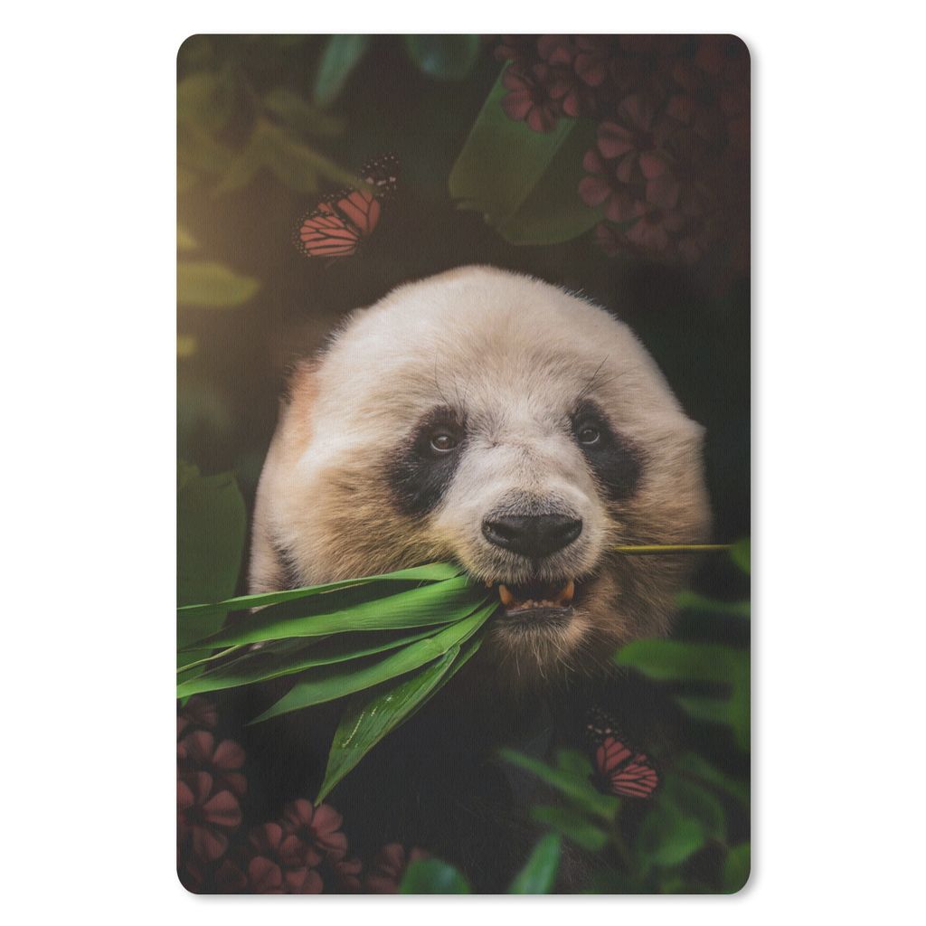 MuchoWow Mauspad Mousepad Panda - Schmetterling - Dschungel 18x27 cm - Mousepads - Maus Mat - Pad - Mausunterlage