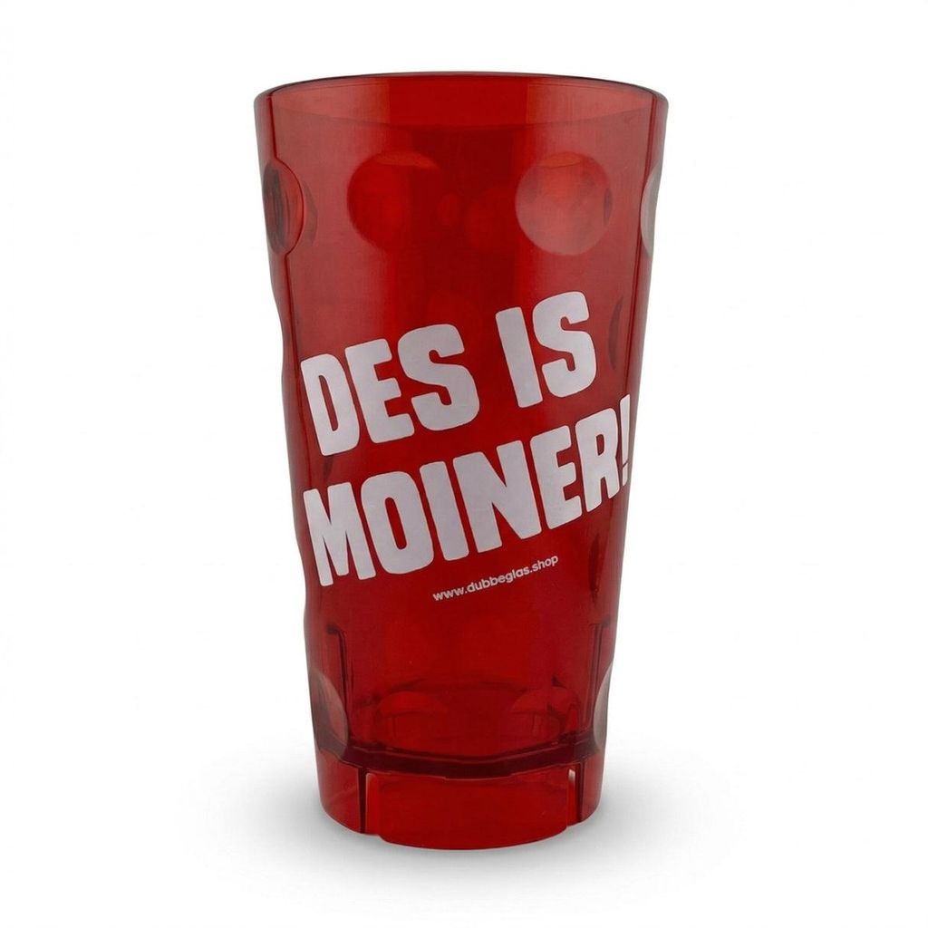 DES IS MOINER! Dubbebecher 0,5 Liter (Rot) aus Plastik - Pfälzer Dubbeglas aus Kunststoff (Polycarbonat)