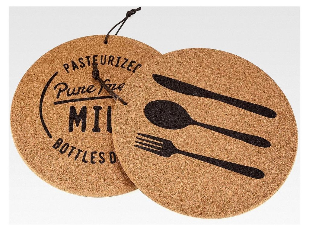 2er Set Korkuntersetzer, runde Hitzebeständige Untersetzer, rutschfeste Topfuntersetzer, 19 cm Durchmesser