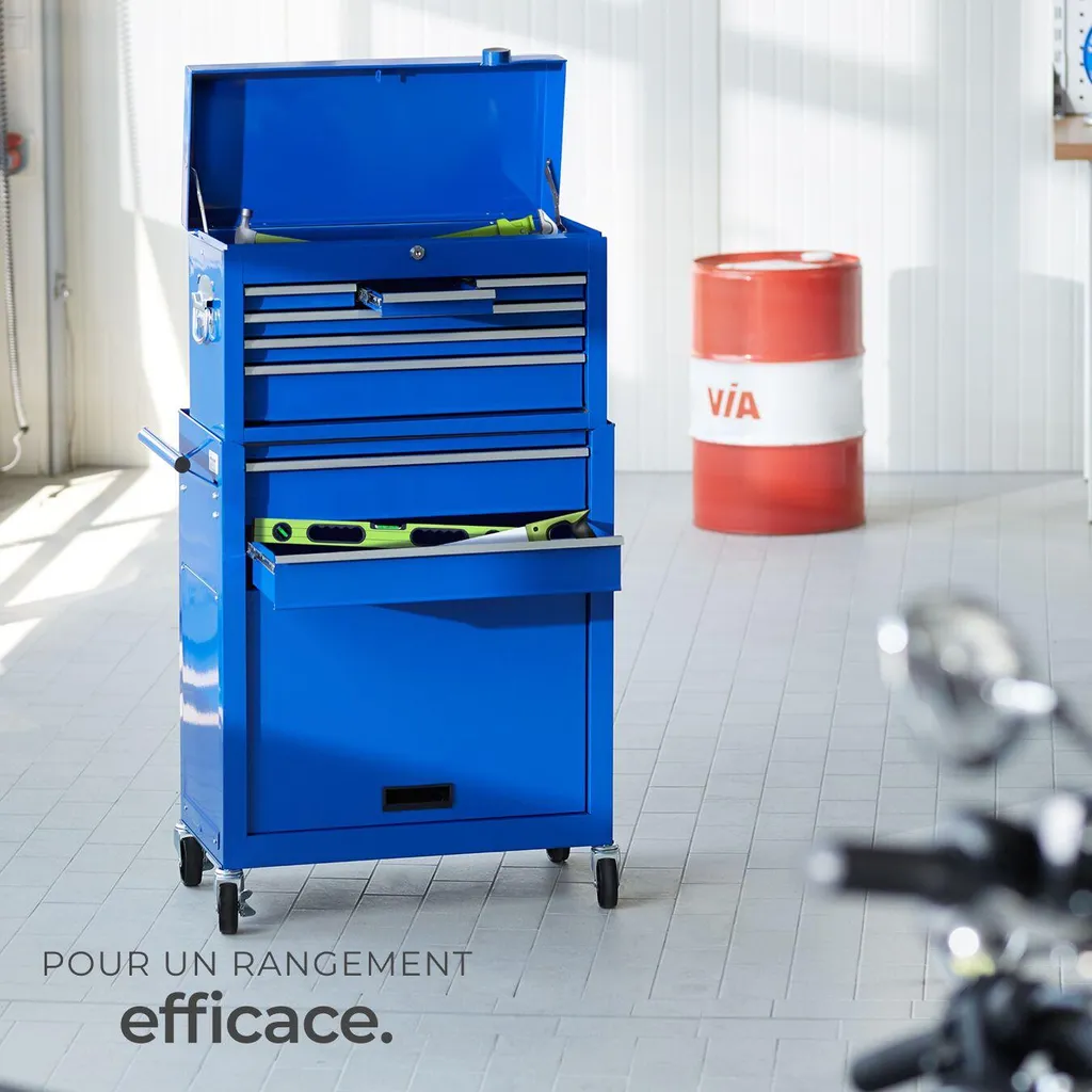 Chariot de rangement outils 10 tiroirs bleu - Mobilier atelier robuste