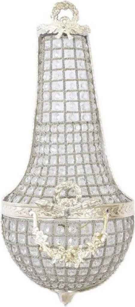 Applique murale baroque cristal 70cm pour sublimer un mur vide argent