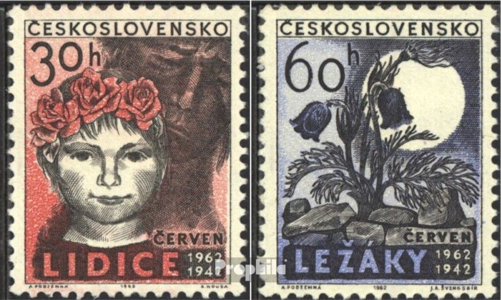 Briefmarken Tschechoslowakei 1962 Mi 1346-1347 (kompl.Ausg.) postfrisch Lidice