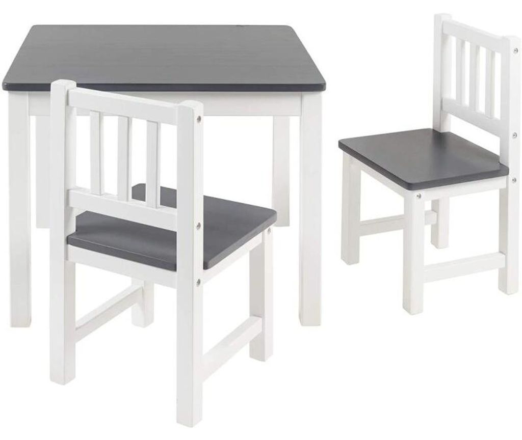 Bomi Amy Kindertafel met 2 Stoeltjes HoutGrijs Wit - Productafbeelding 