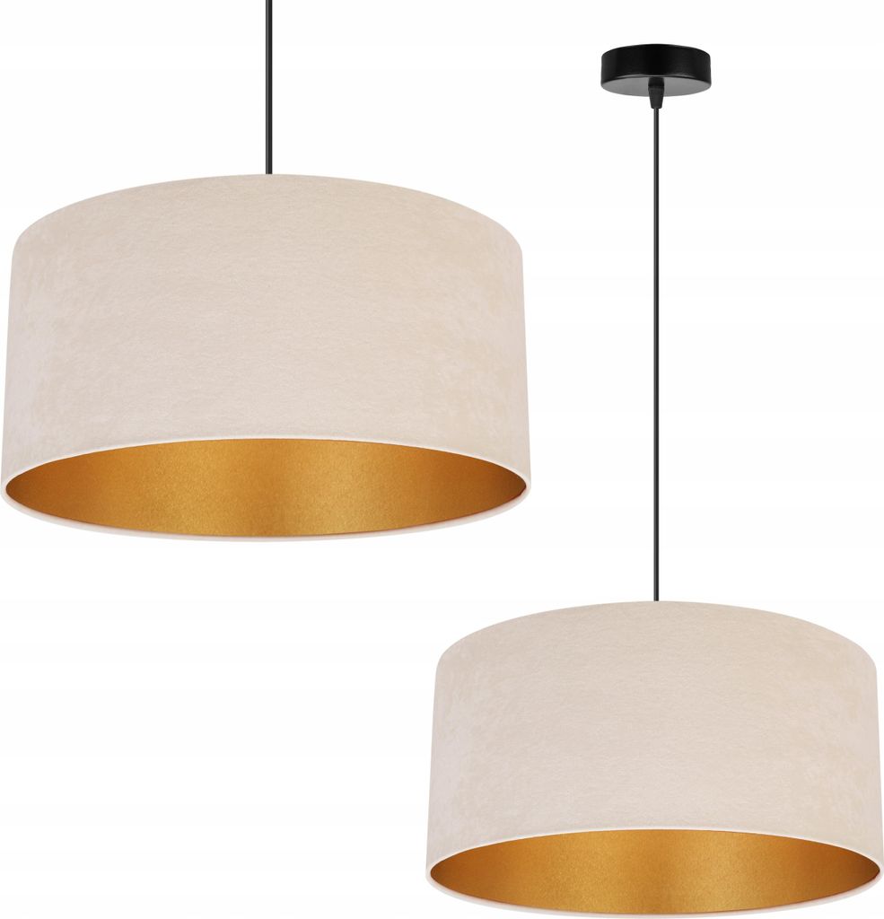 Hängelampe Deckenleuchter Goldener Samt Lampenschirm Produktbild 