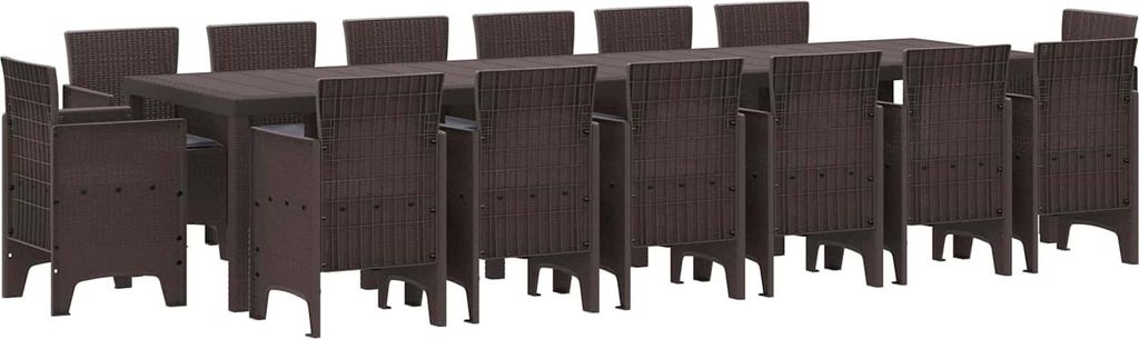 Maison Exclusive - Garten Essgruppe 15 pcs Braun Polt Rattan
