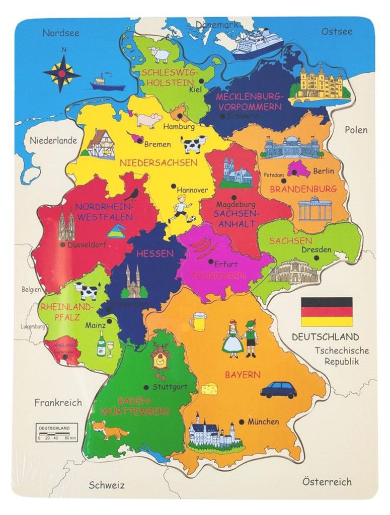 Holzpuzzle Deutschland Kinderpuzzle Puzzlespiel Lernpuzzle Produktbild 