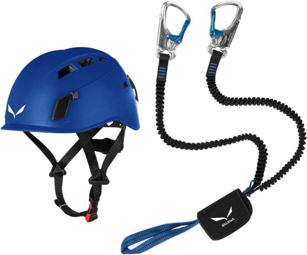 SALEWA Klettersteigset Premium Attac und Toxo 3.0 Helm blau
