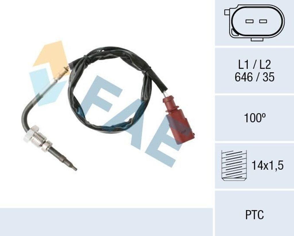 FAE 68002 Abgastemperatursensor für VW GOLF VI (5K1) M14x1,5 646mm