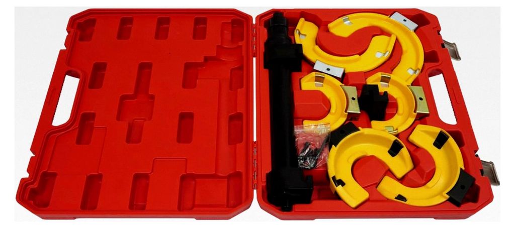 Universal-Federspanner-Set mit Transportkoffer – Robuster Schmiede-Federspanner – KFZ Spezialwerkzeug für den Wechsel von Stoßdämpfern und F...