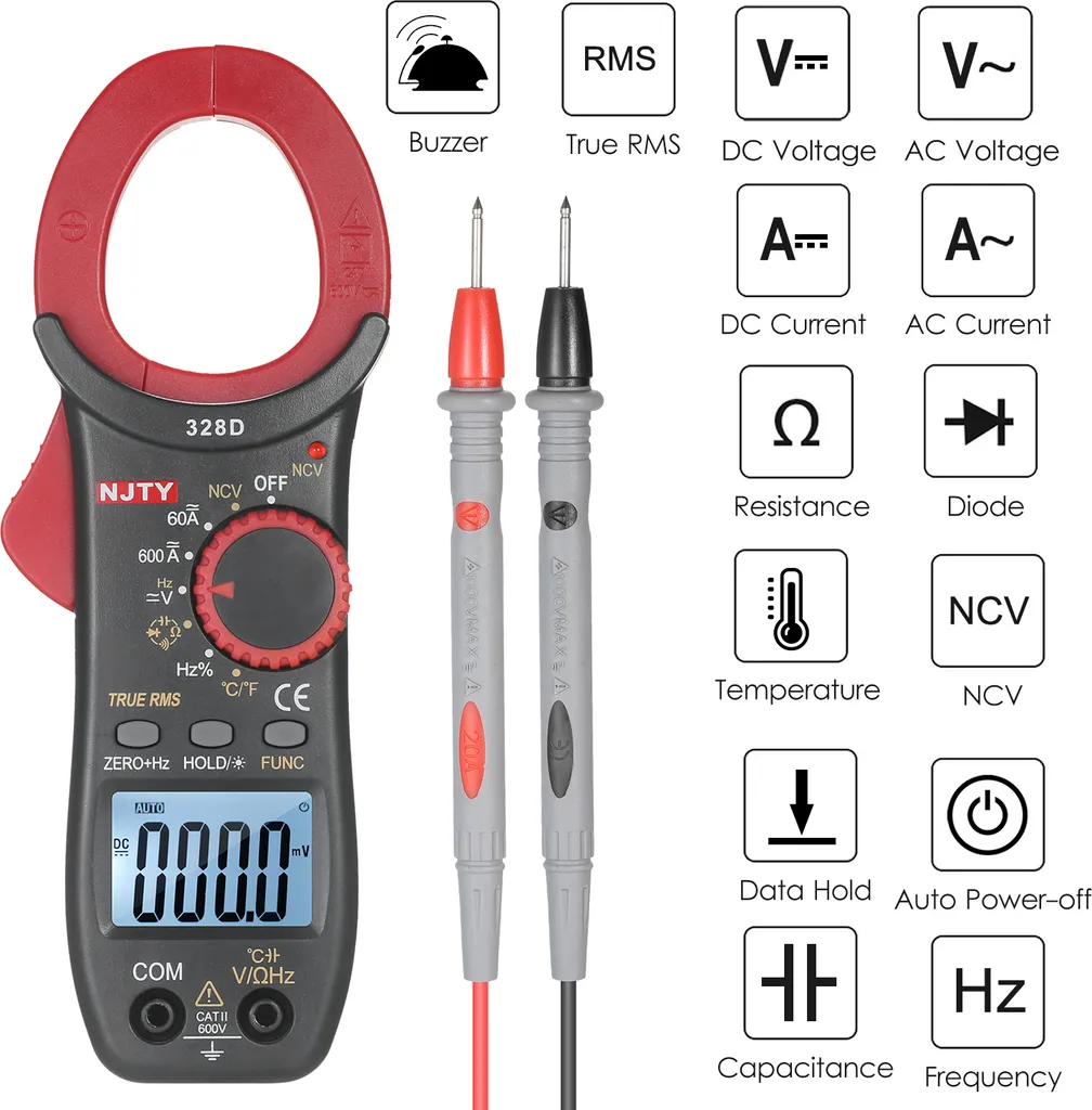 Pince Multimètre Auto Range 6000 Counts avec Écran LCD et NCV Intégré - 7