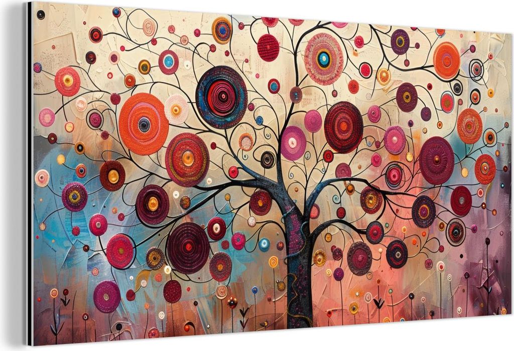 MuchoWow Wanddekoration Metall Metallbild Wandkunst 120x60 cm Baum - Lila - Abstrakt - Kunst MuchoWow Aluminium Gemälde - Metalbilder