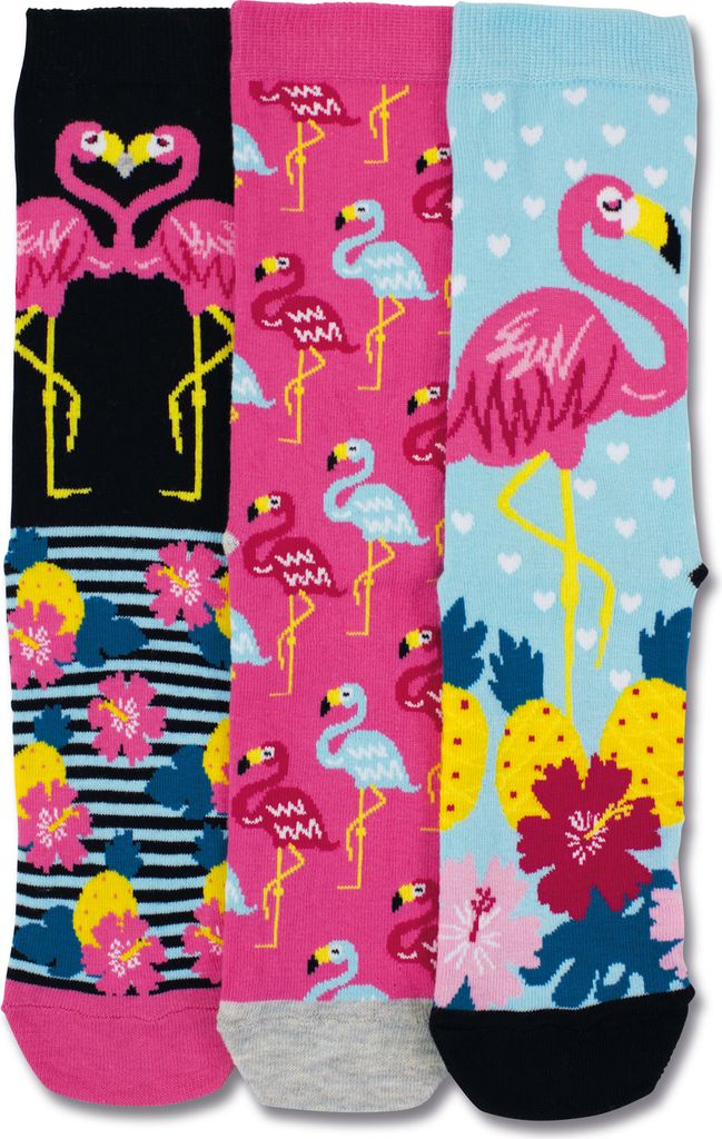 Karibik-Flamingo Oddsocks Socken in 37-42 im 3er Set